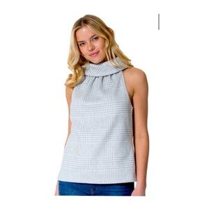 Sail to Sable. Wool Plaid Lined Cowlneck Sleeveless Blouse. Size XS.